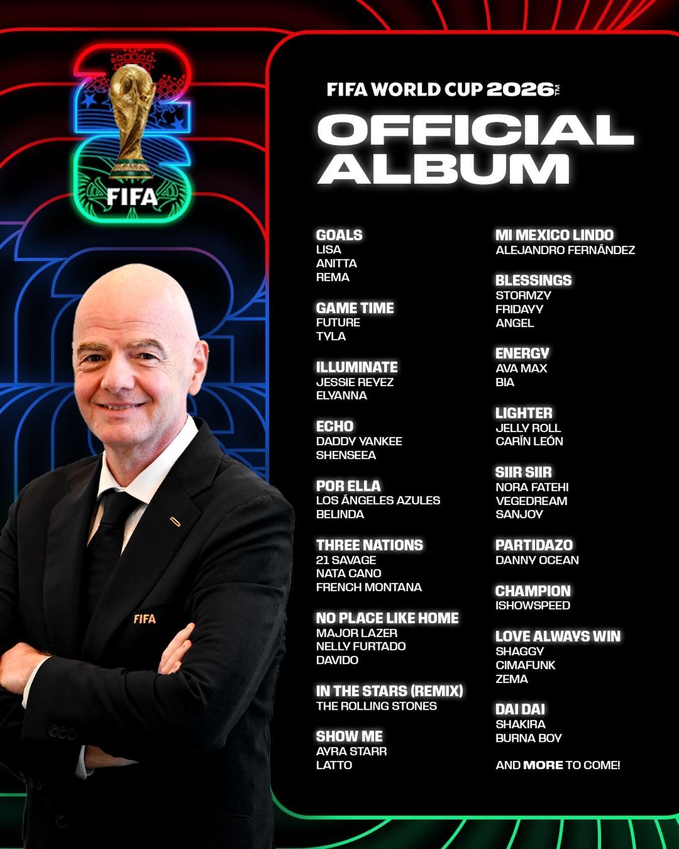 足球直播-FIFA公布本届世界杯18首官方歌曲,甲亢哥的Champion在列